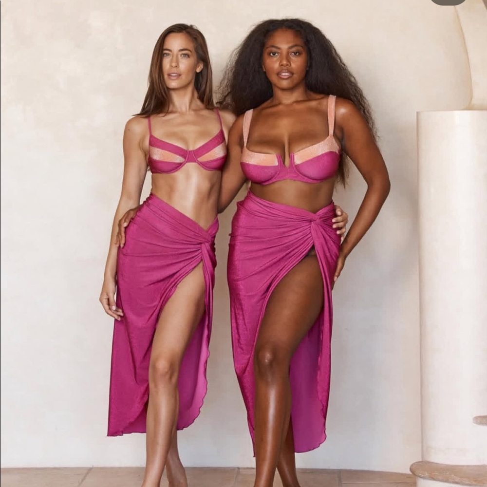 Monday Swimwear NWT pink metallic Andros sarong/coverup